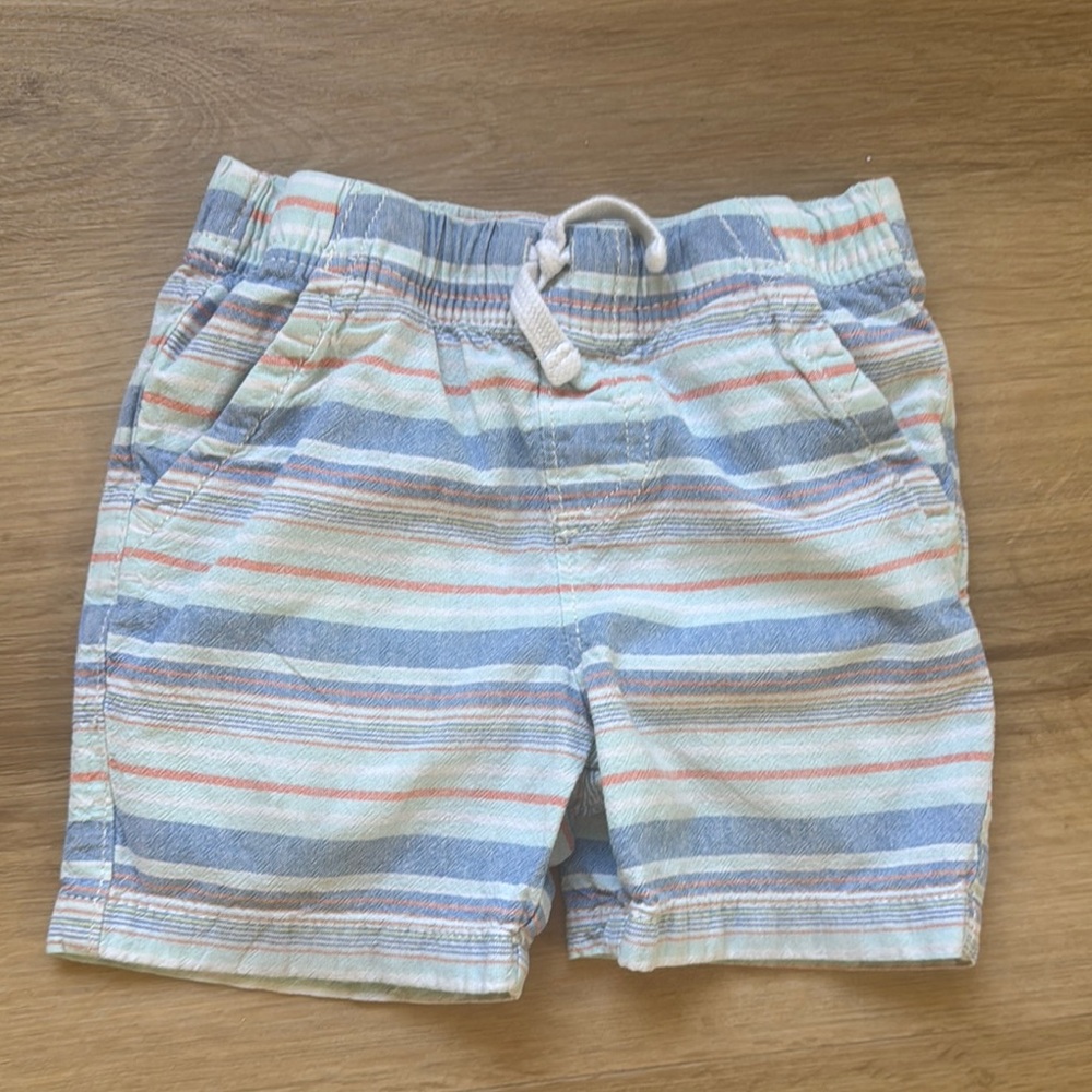 Jumping Beans Blue and Cream Striped Shorts with Elastic Waistband